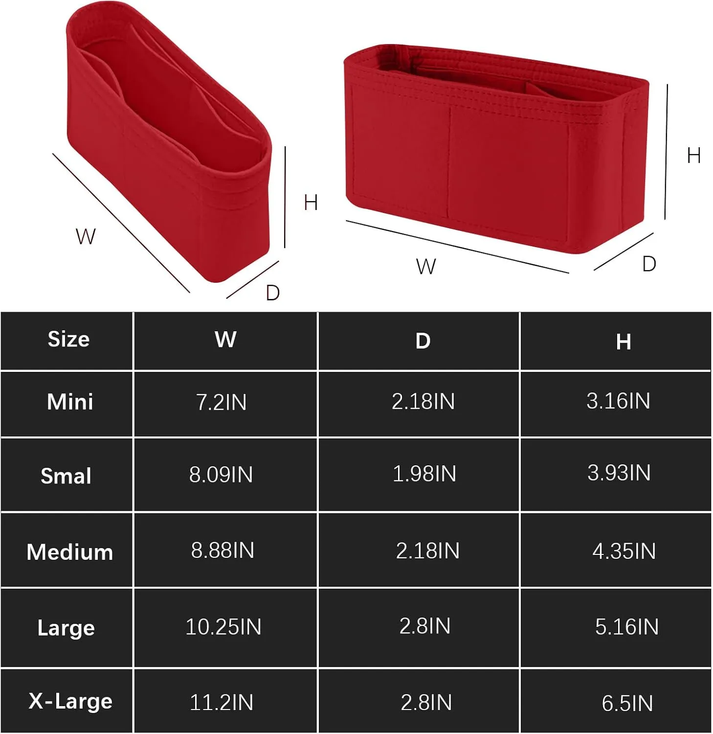 Lckaey Bag Organizer for Chanel bag Classic Flap cf jumbo bag Purse Insert - Handbag Felt Insert Y069red-mini