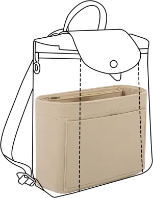 Lckaey Bag Organizer for Le Pliage Backpack - Felt Knapsack Purse Insert - Y083-Khaki
