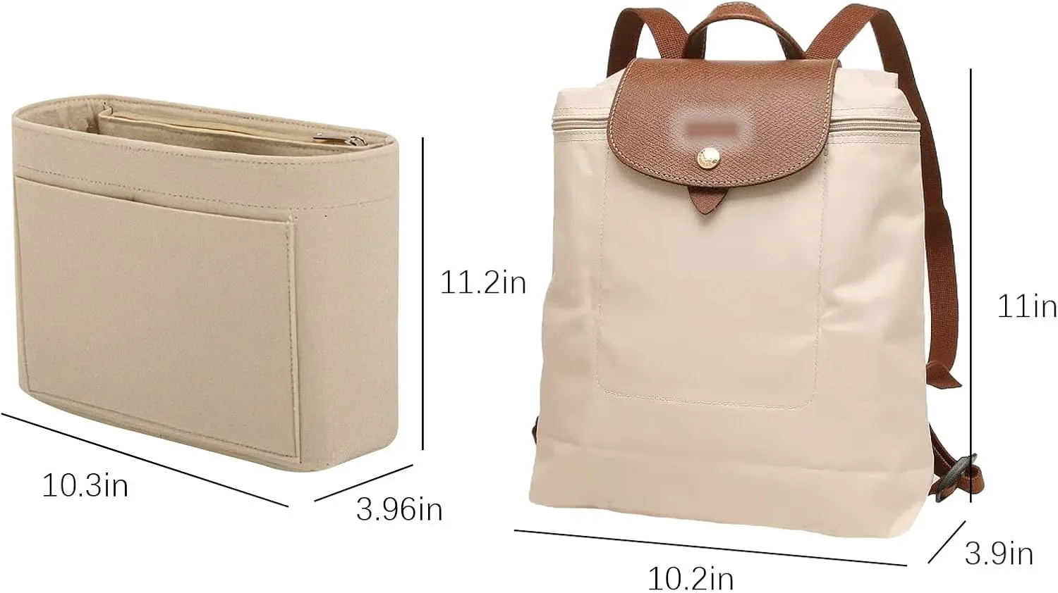 Lckaey Bag Organizer for Le Pliage Backpack - Felt Knapsack Purse Insert - Y083-Khaki