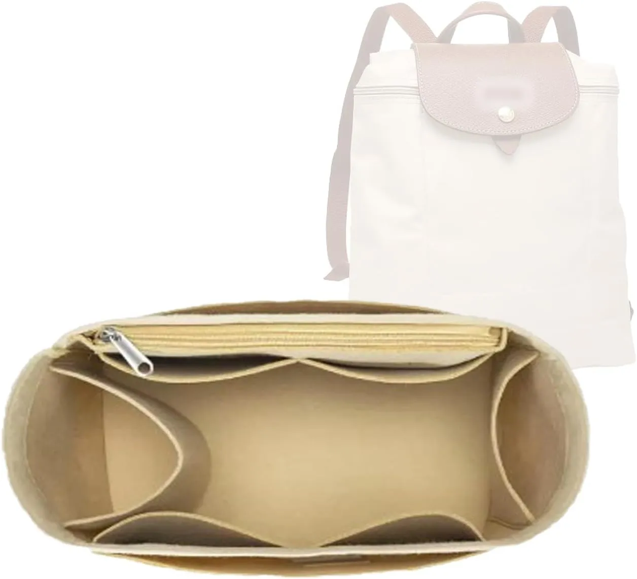 Lckaey Bag Organizer for Le Pliage Backpack - Felt Knapsack Purse Insert - Y083-Khaki