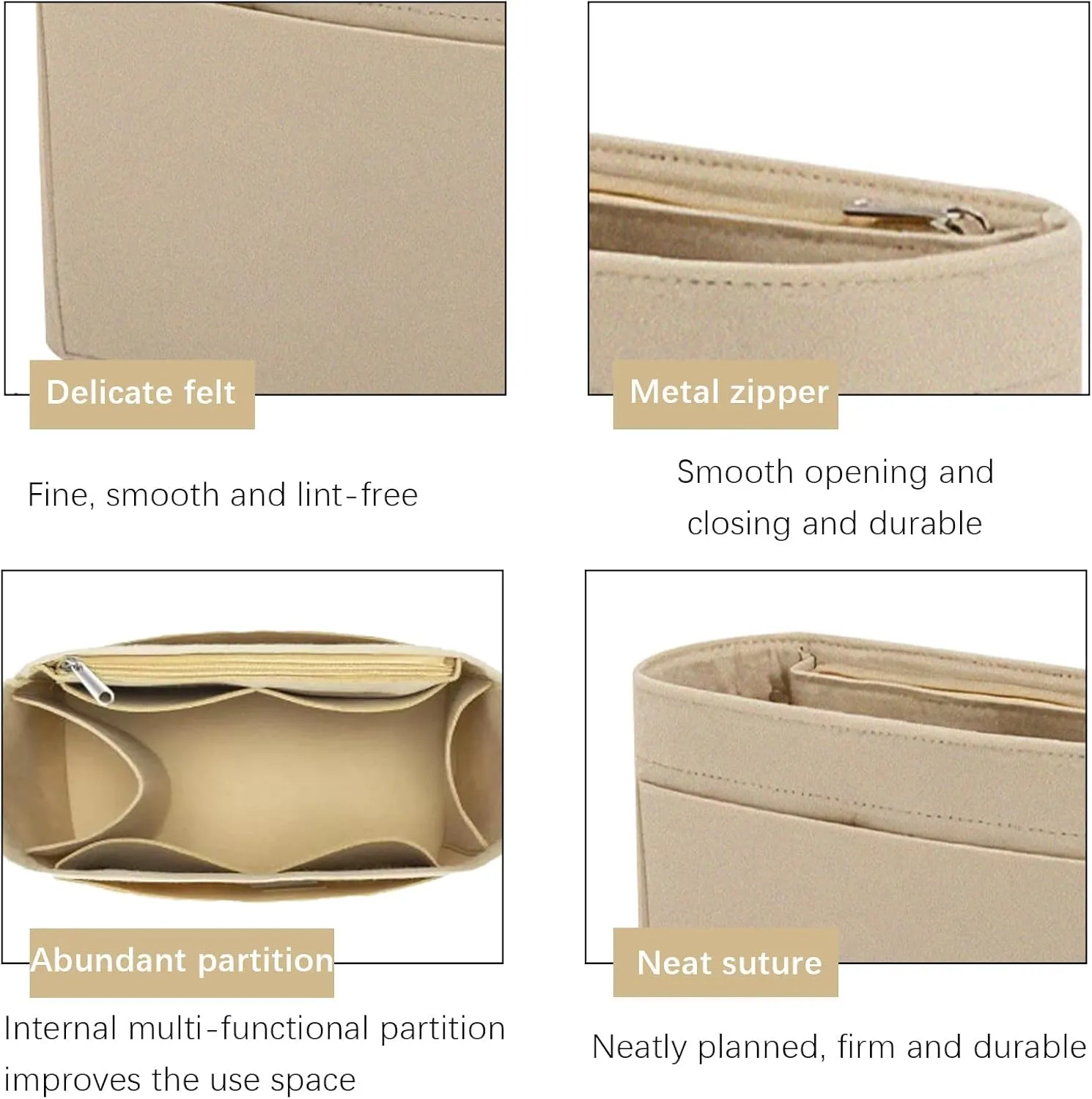 Lckaey Bag Organizer for Le Pliage Backpack - Felt Knapsack Purse Insert - Y083-Khaki