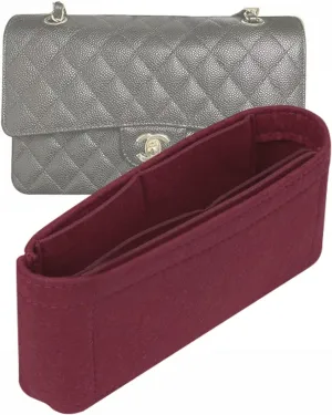 Lckaey Bag Organizer Insert for Classic Flap Medium bag Shaper Purse Insert - Premium Handbag Felt Organizer 2009Claret-M