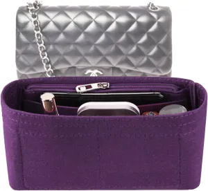 Lckaey Bag Organizer Insert for Classic Flap mini bag Shaper Purse Insert - Premium Handbag Felt Organizer 2009Purple-mini