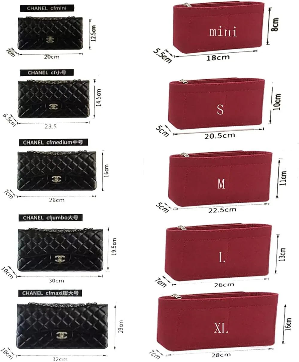 Lckaey Bag Organizer Insert for jumbo classic flap bag insert Shaper Purse Organizer No zipper2009black-L