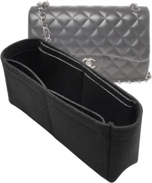 Lckaey Bag Organizer Insert for jumbo classic flap bag insert Shaper Purse Organizer No zipper2009black-L