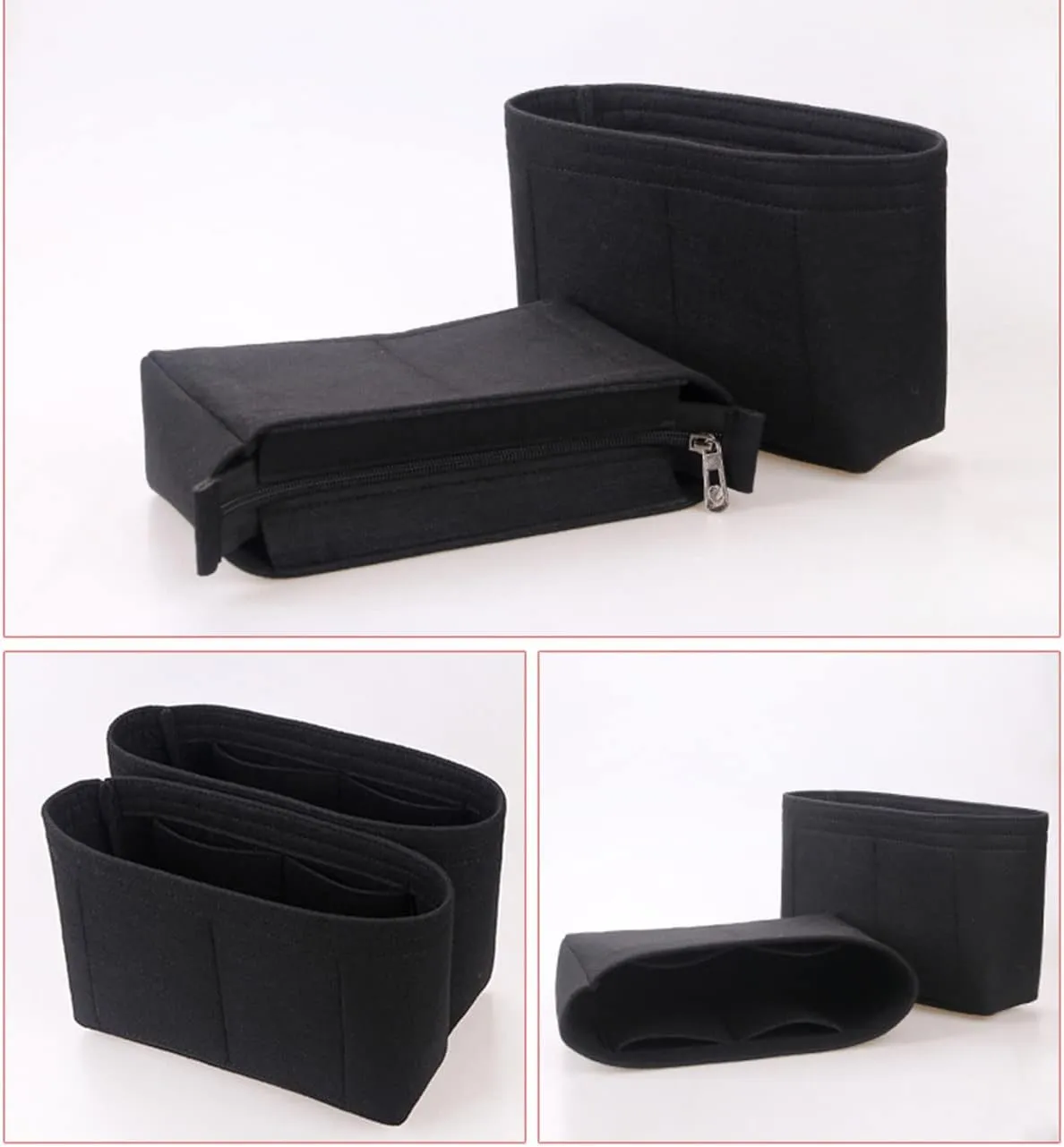 Lckaey Bag Organizer Insert for jumbo classic flap bag insert Shaper Purse Organizer No zipper2009black-L