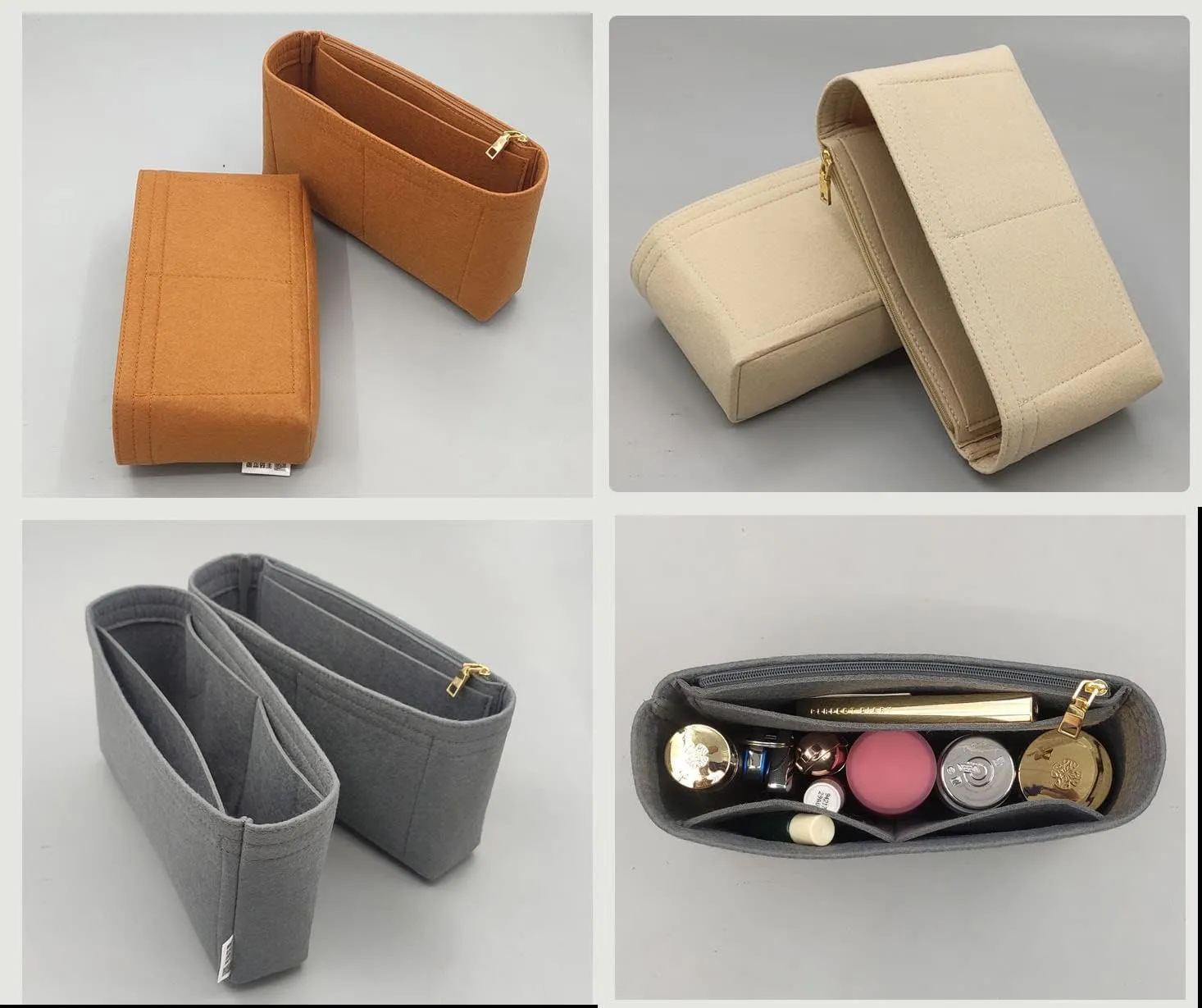 Lckaey Purse Insert for classic flap bag insert small bag - Premium Handbag Felt Organizer No zipper2009beige-S