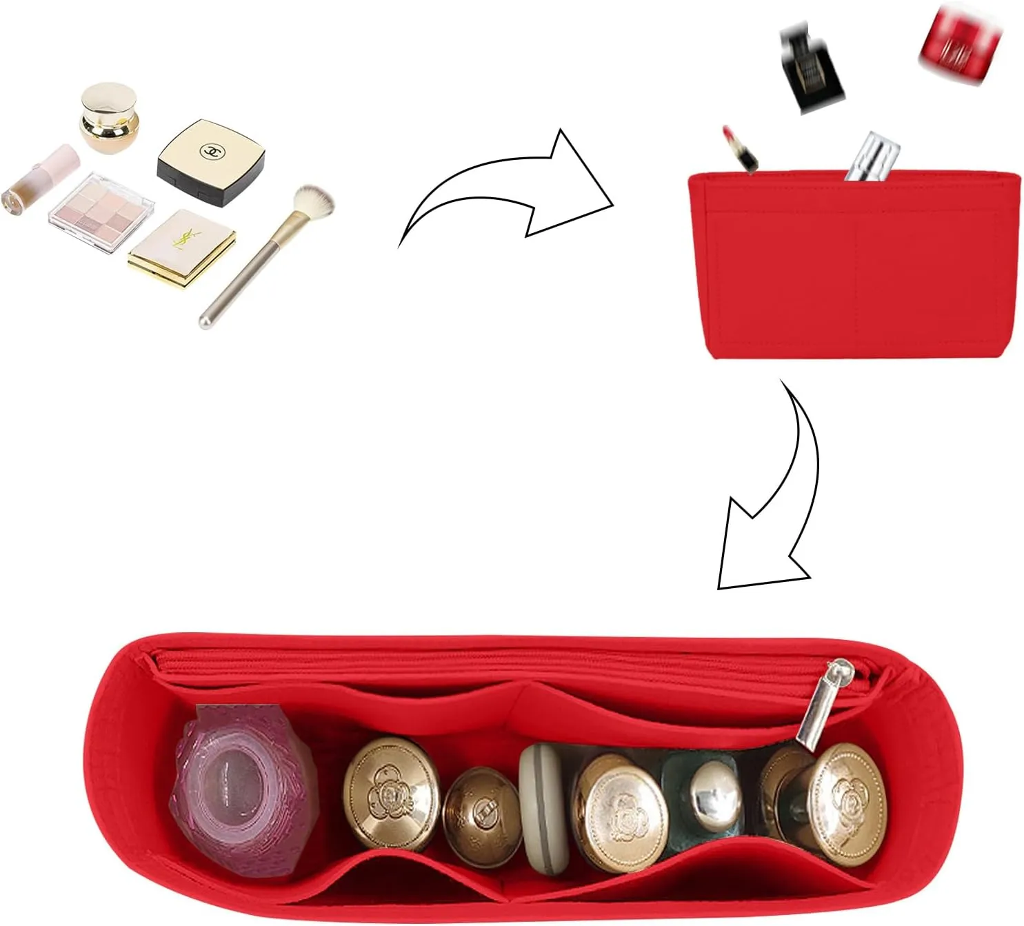 Lckaey Purse insert for croisette organizer insert la croisette pot felt Organizer Y079-red