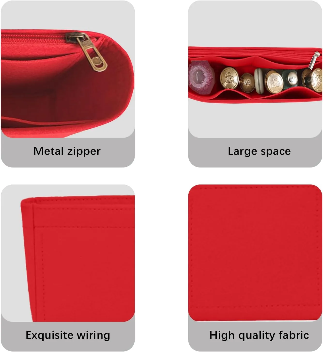 Lckaey Purse insert for croisette organizer insert la croisette pot felt Organizer Y079-red