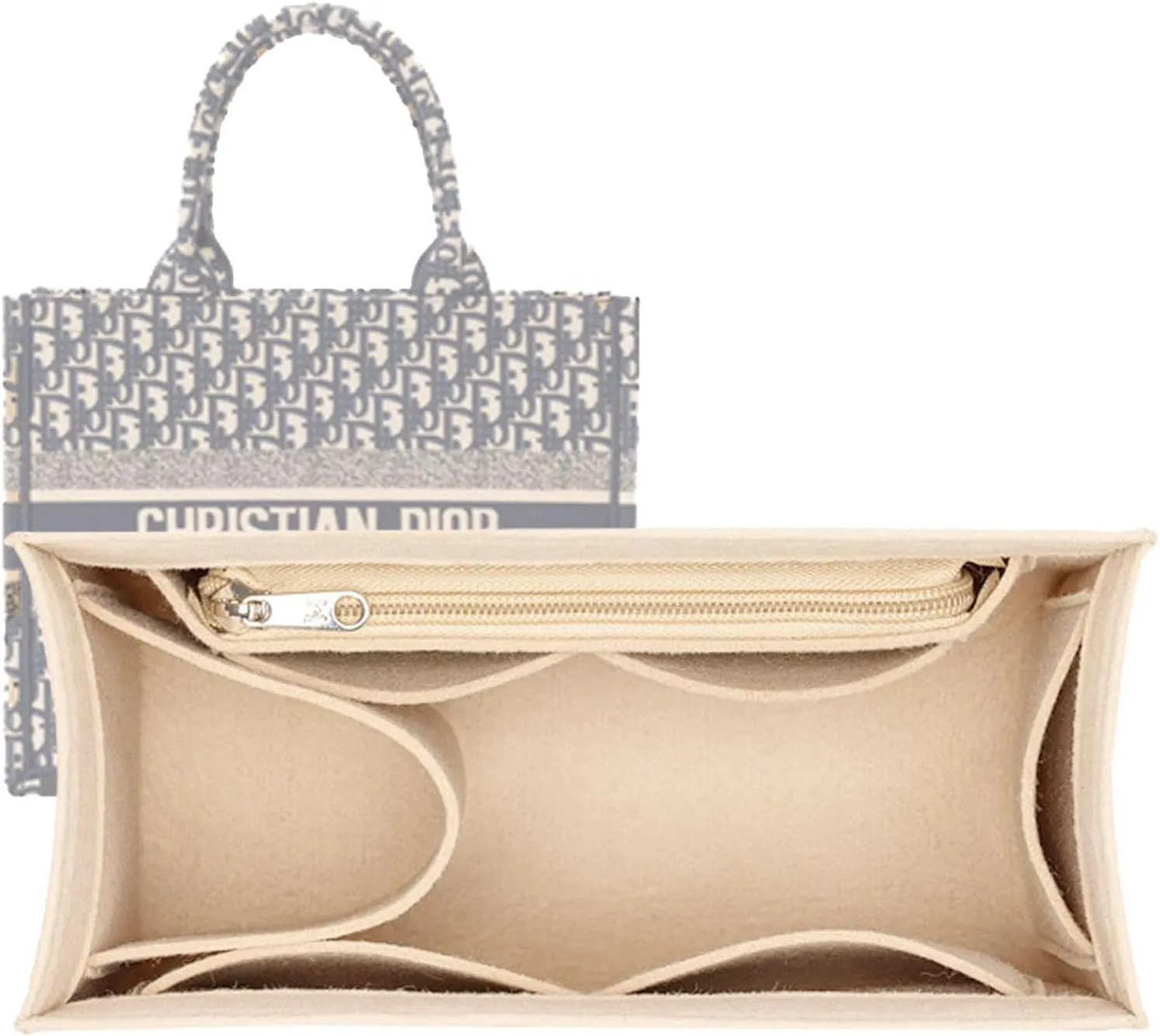 Lckaey purse insert for mini book tote bags woman felt insert organizer 2008khaki-Small