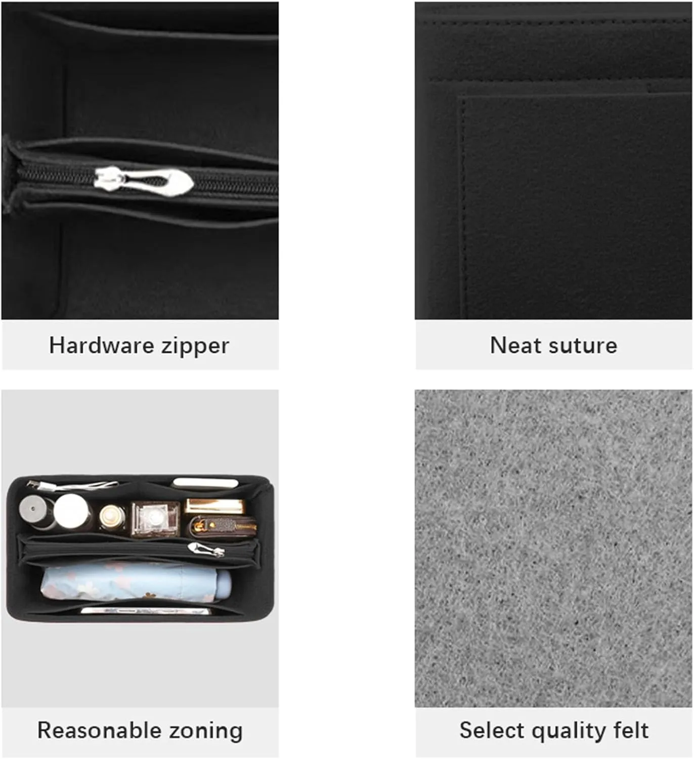 Lckaey Purse insert for Speedy 16 HandBag protective insert Tote Bag and hand bag protector insert Y095black-Mini