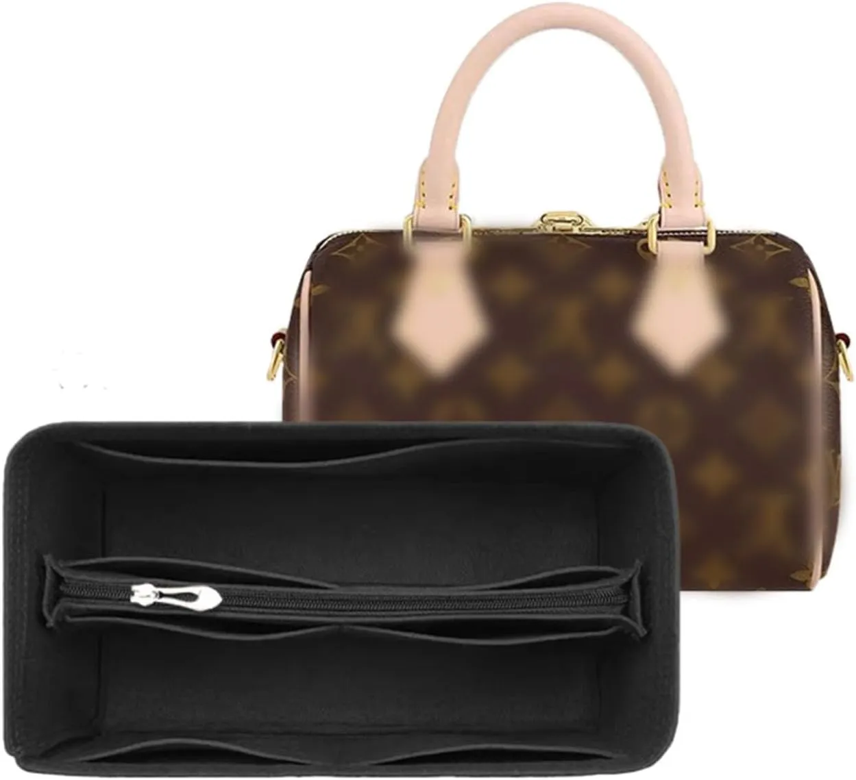 Lckaey Purse insert for Speedy 16 HandBag protective insert Tote Bag and hand bag protector insert Y095black-Mini