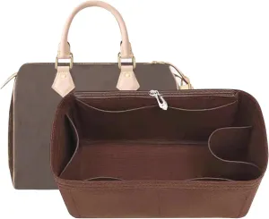 Lckaey Purse Inserts for Speedy 35 Organizer Insert, for monogram bag, HandBag protective insert Tote Bag and hand bag protector, organizer insert 1083Coffee-XL