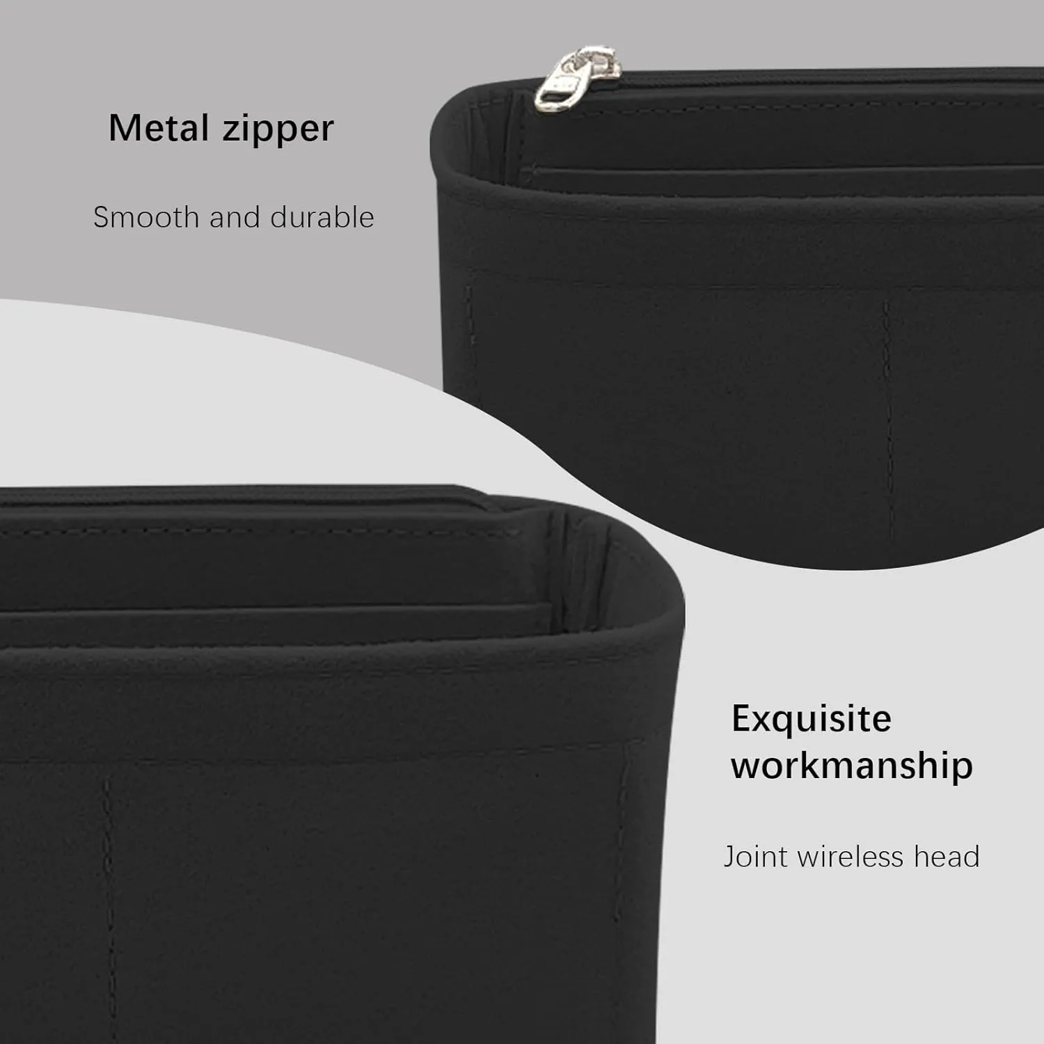 Lckaey Purse Organizer for Chanel 22 Handbag - Single Shoulder Felt Organizer Insert - Y081-Black-M