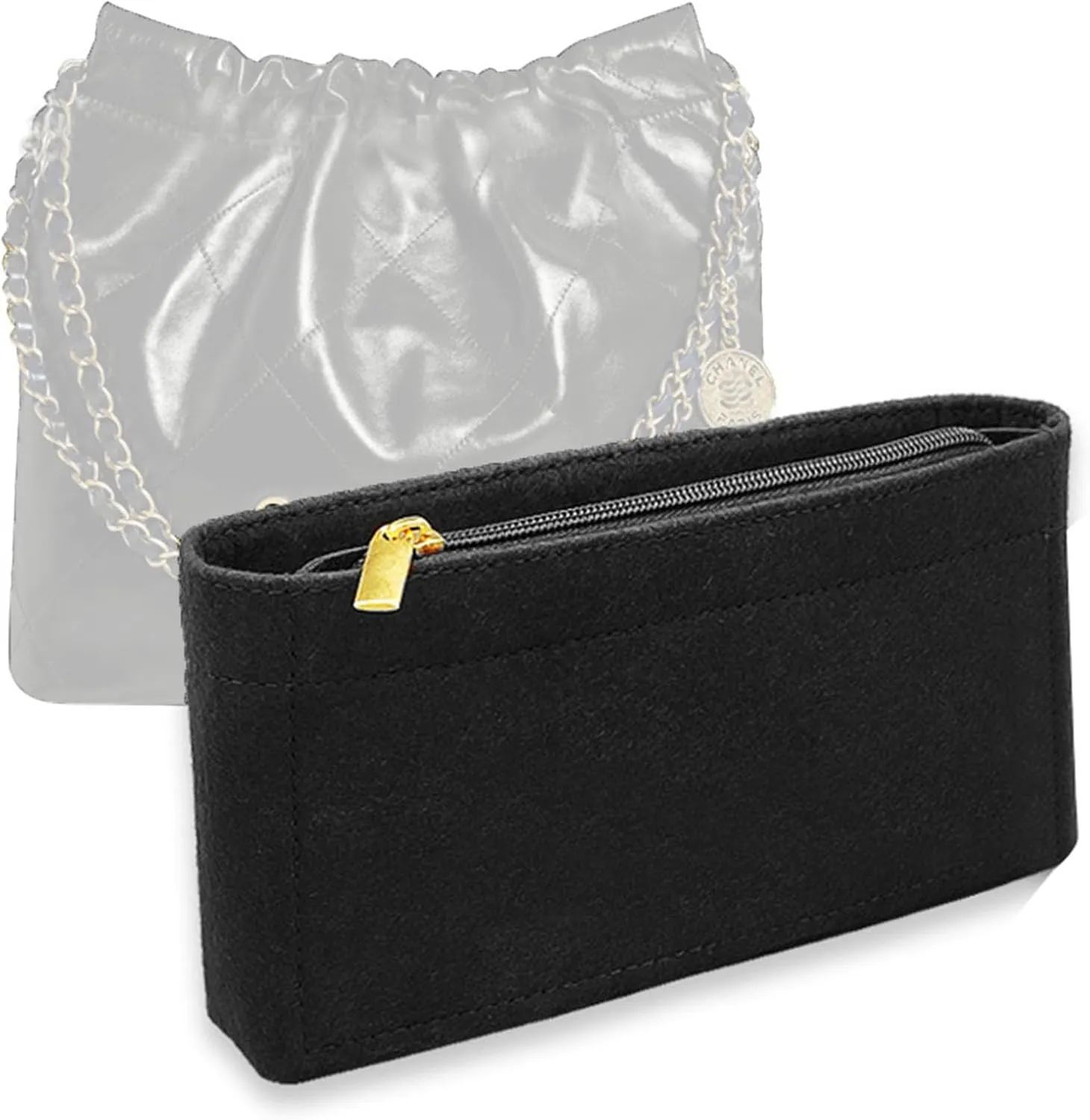 Lckaey Purse Organizer for Chanel 22 Handbag - Single Shoulder Felt Organizer Insert - Y081-Black-M