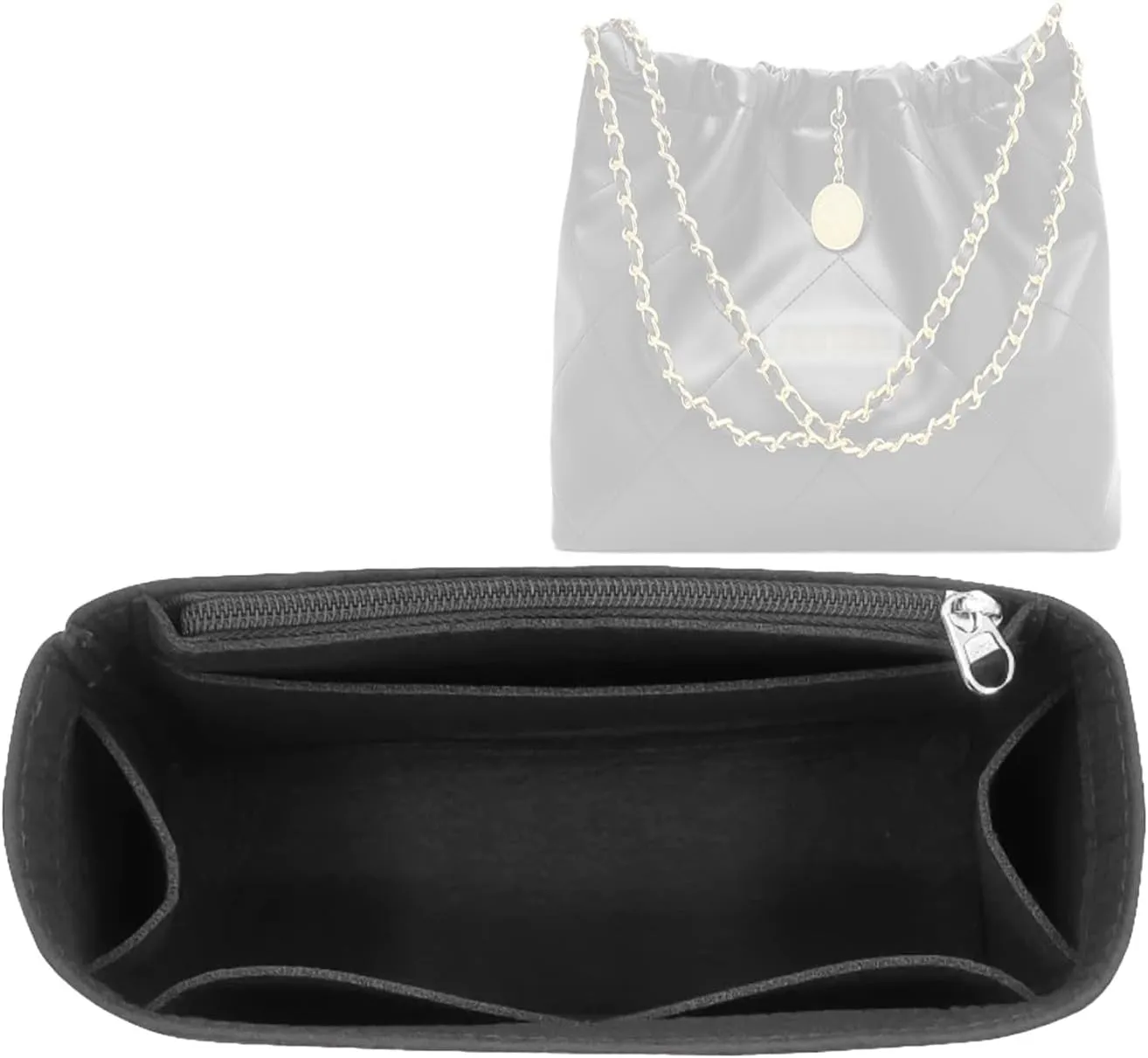 Lckaey Purse Organizer for Chanel 22 Handbag - Single Shoulder Felt Organizer Insert - Y081-Black-M