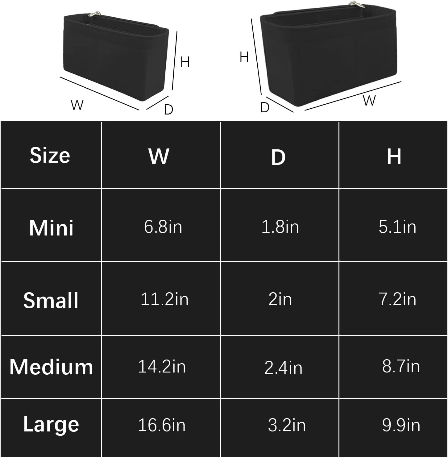 Lckaey Purse Organizer for Chanel 22 Handbag - Single Shoulder Felt Organizer Insert - Y081-Black-M