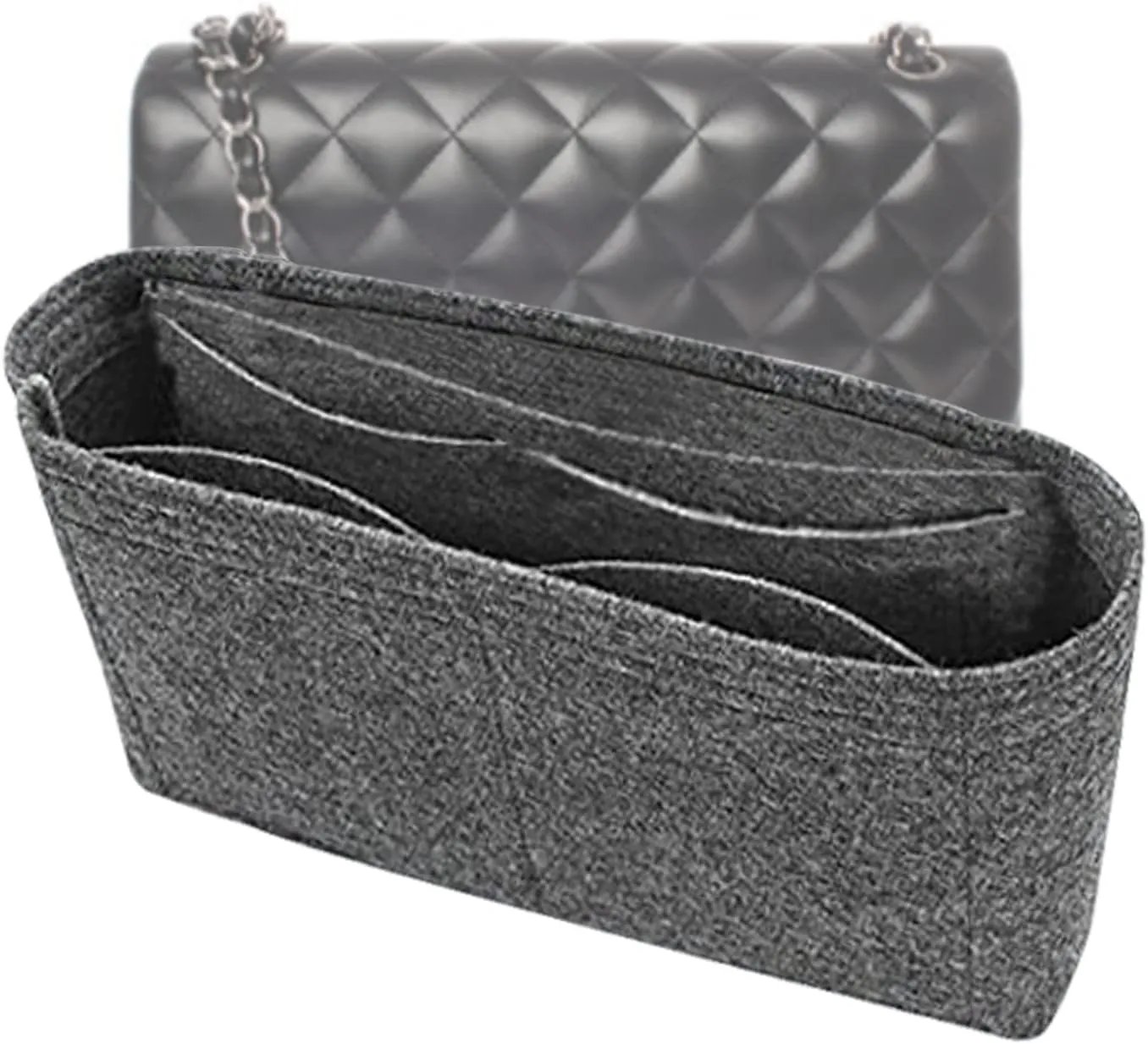 Lckaey Purse Organizer for classic flap bag organizer small Purse Insert - Felt Organizer No zipper2009lightgray-S