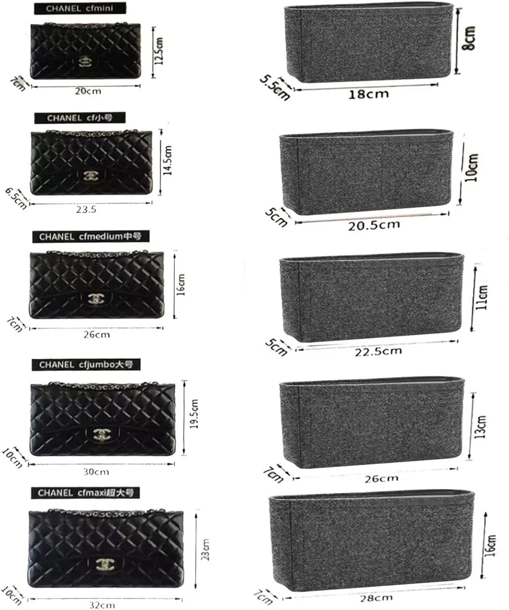 Lckaey Purse Organizer for classic flap bag organizer small Purse Insert - Felt Organizer No zipper2009lightgray-S
