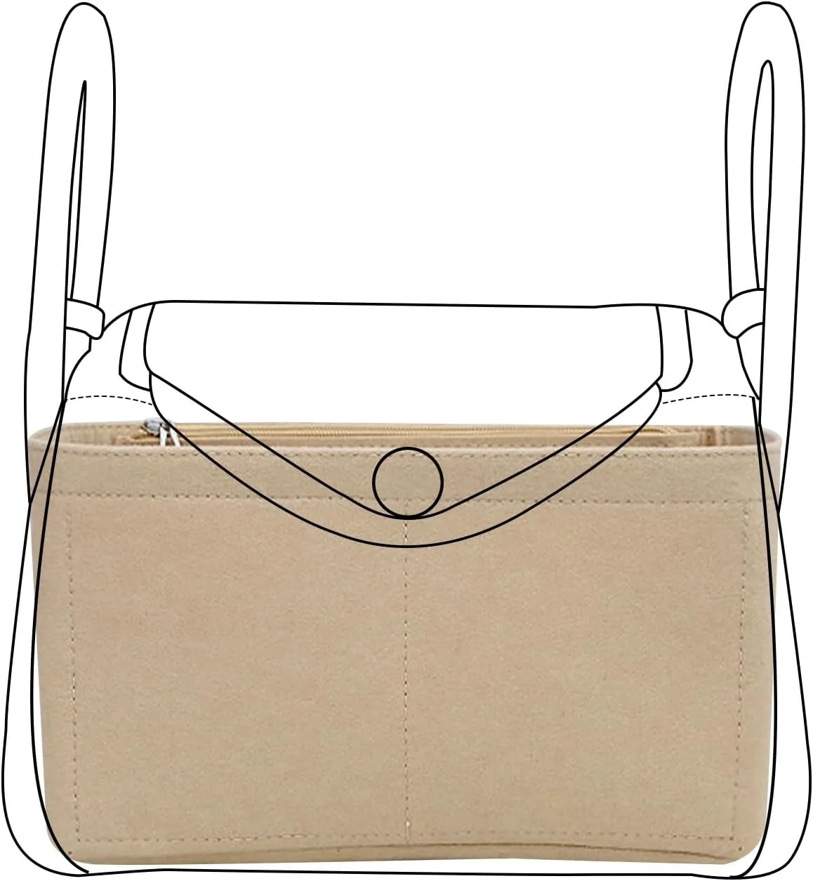 Lckaey Purse Organizer for hermes lindy 26 insert compatible birkin bag Felt Organizer Y077Khaki-S