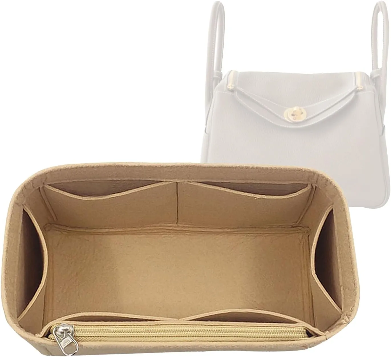 Lckaey Purse Organizer for hermes lindy 26 insert compatible birkin bag Felt Organizer Y077Khaki-S