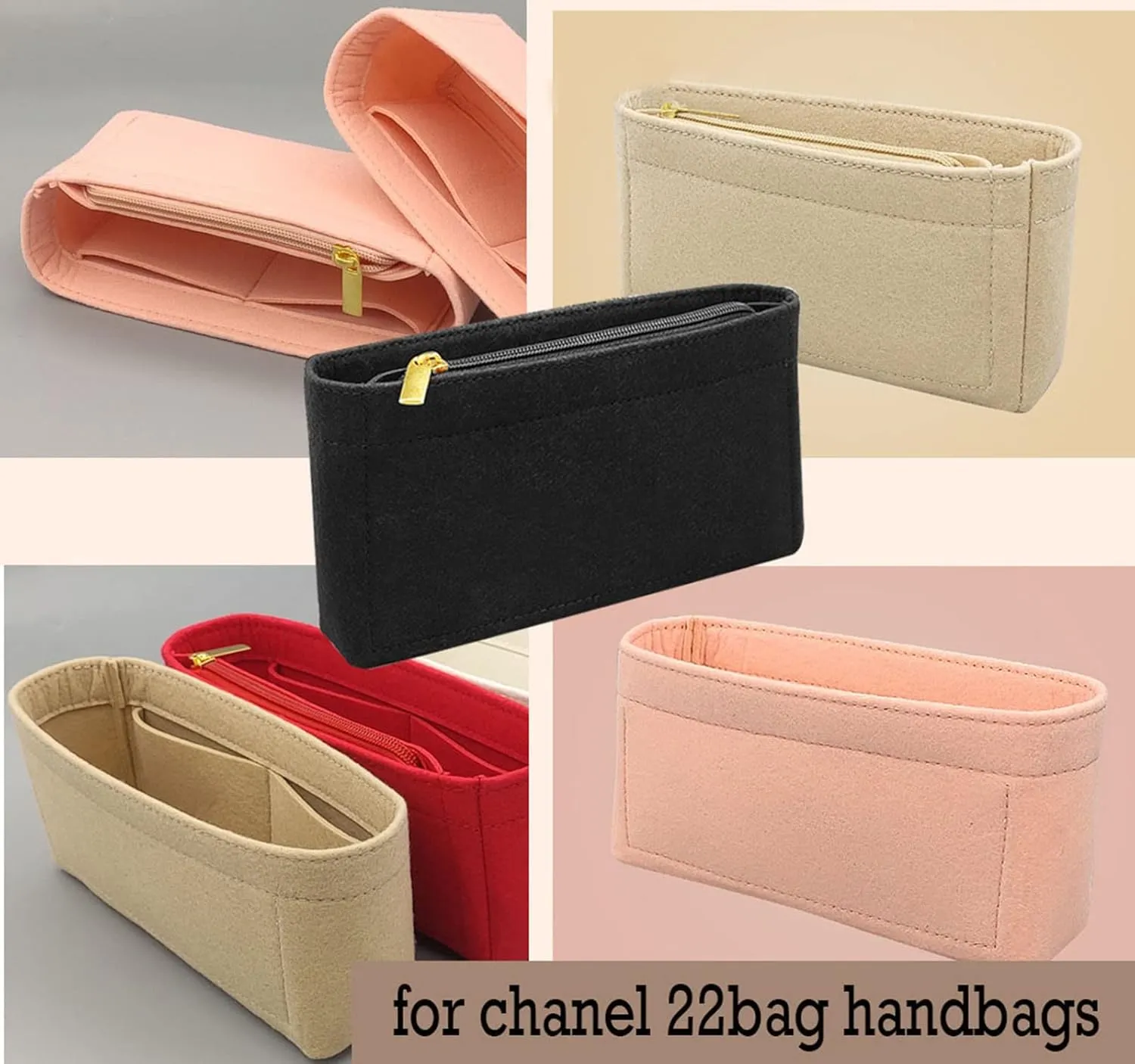 Lckaey Purse Organizer Insert for Chanel bag organizer insert reissue handbag with Side Zipper Pocket 2001Khaki -M