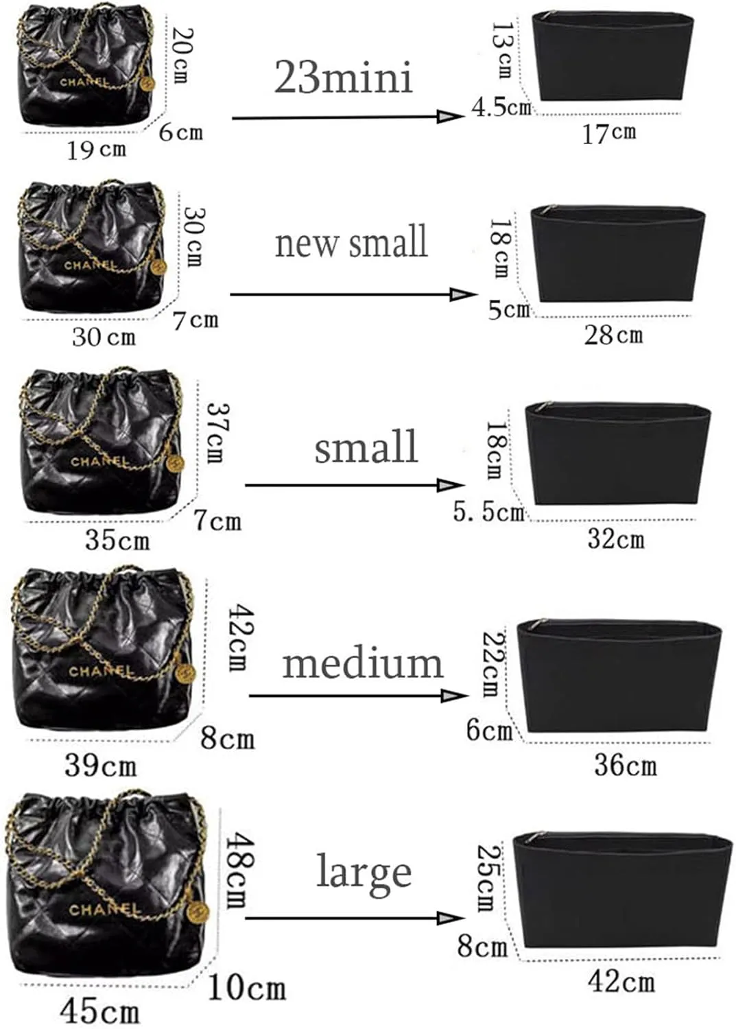 Lckaey Purse Organizer Insert for Chanel bag organizer insert reissue handbag with Side Zipper Pocket 2001Khaki -M