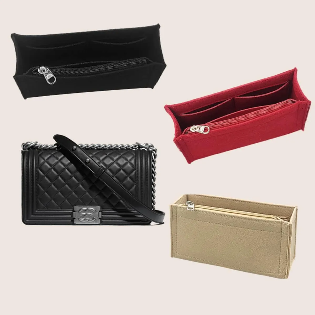 Lckaey Purse Organizer Insert-For leboy bag - organizer insert felt Bag 2017black-S