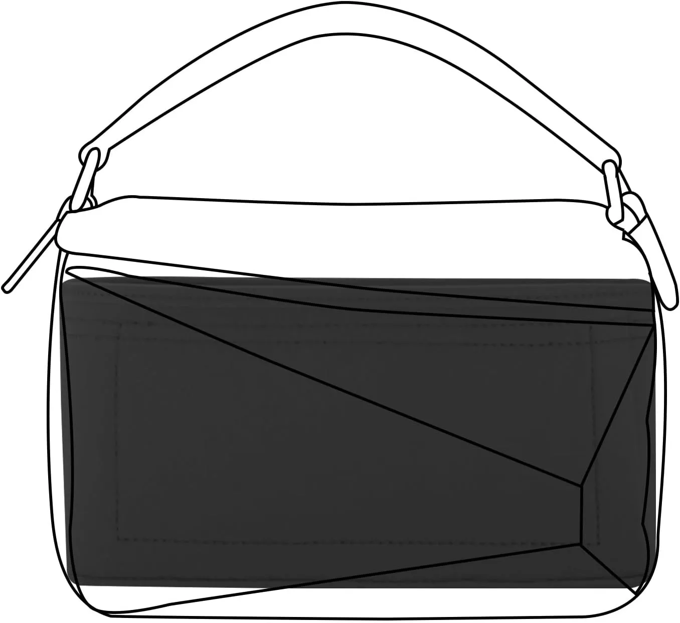Lckaey Purse Organizer insert for loewe puzzle Handbag bag Felt insert Y091black-M
