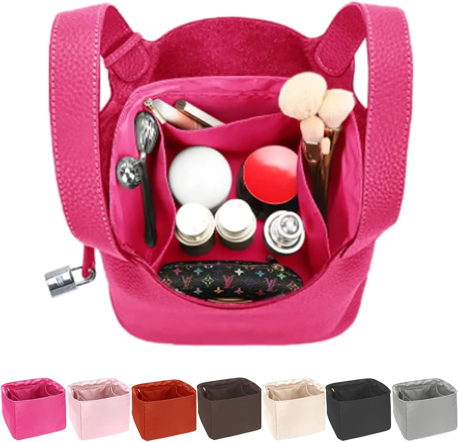 Lckaey Silky Purse Organizer for picotin 22 insert 1098Nylon red-M