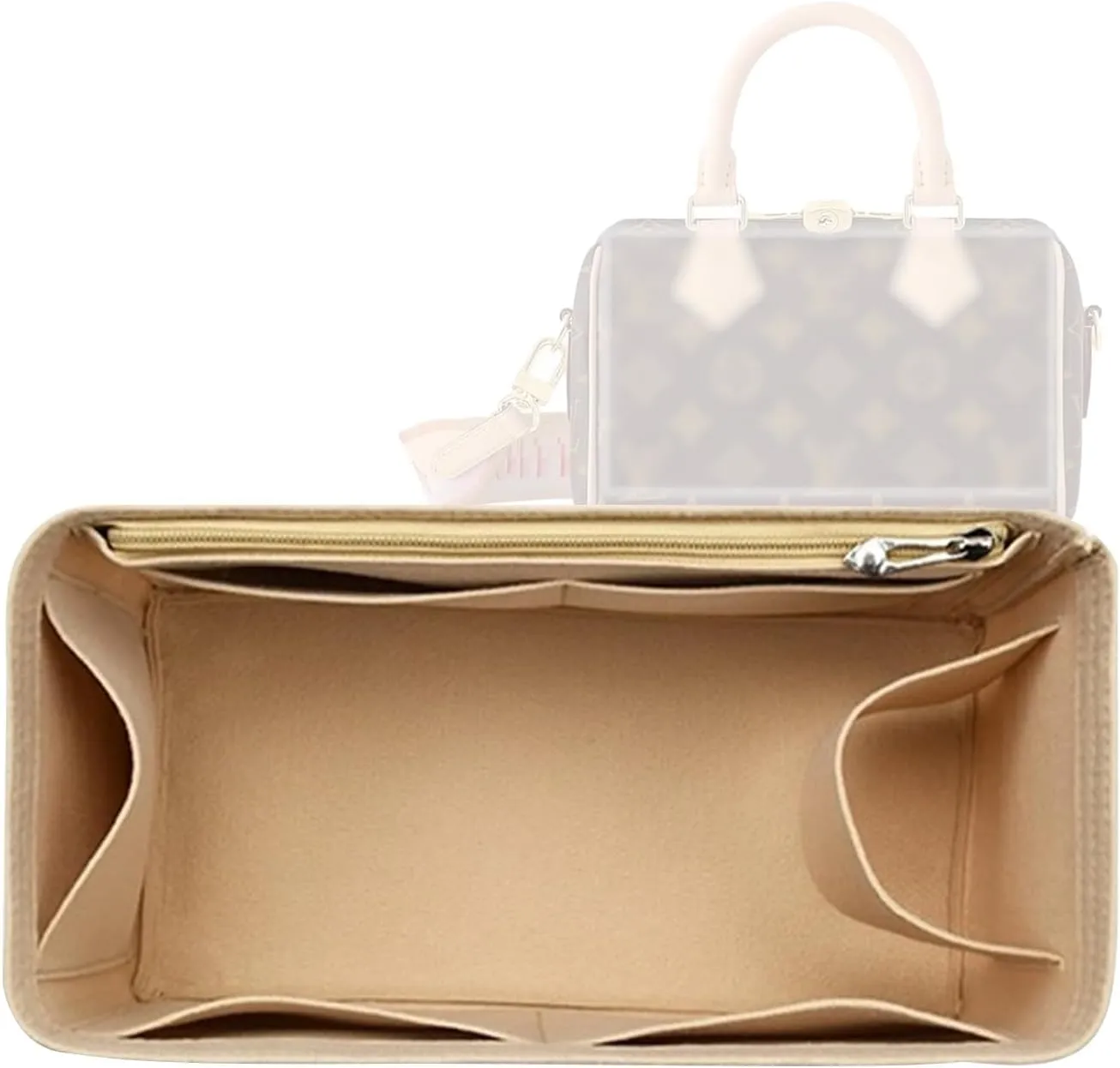 Lckaey small purse organizer for Speedy 20 HandBag protective insert Tote Bag and hand bag protector Y073Khaki-S
