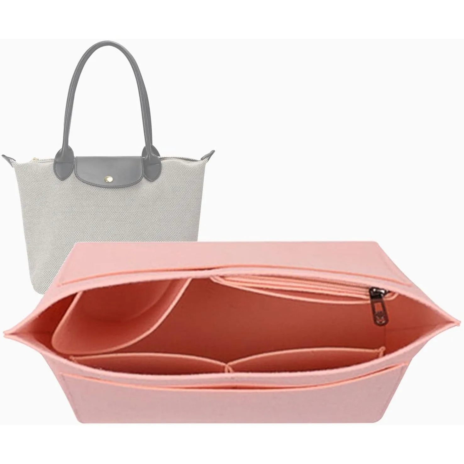 Lckaey tote bag insert for Longchamp Le Pliage bag organizer for tote organizer purse 1028pink-M