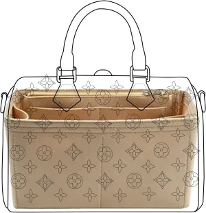 Lckaey tote bag organizer for Speedy 25 HandBag protective insert Tote Bag and hand bag insert Y073Khaki-M