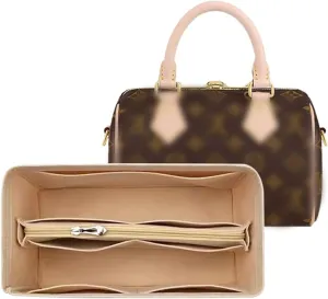 Lckaey tote bag organizer for Speedy 25 HandBag protective insert Tote Bag and hand bag insert Y095Khaki-M