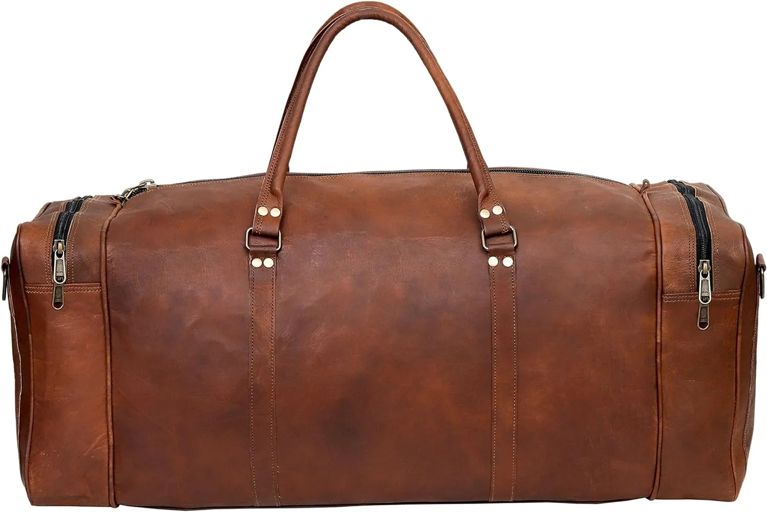 Leather 24 Inch Luggage Handmade Duffel Bag Carryall Weekender Travel Overnight Gym Sports Carry On Duffel Bag For Men And Women