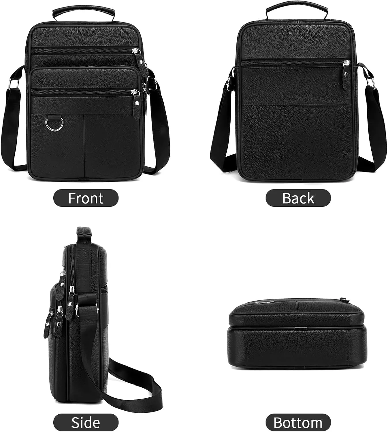 Leather Messenger Bag for Men Large Business Travel Briefcase Crossbody Handbag Man Purse Sling Shoulder Bag