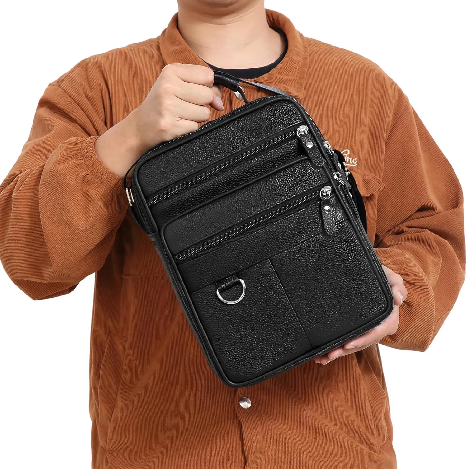 Leather Messenger Bag for Men Large Business Travel Briefcase Crossbody Handbag Man Purse Sling Shoulder Bag