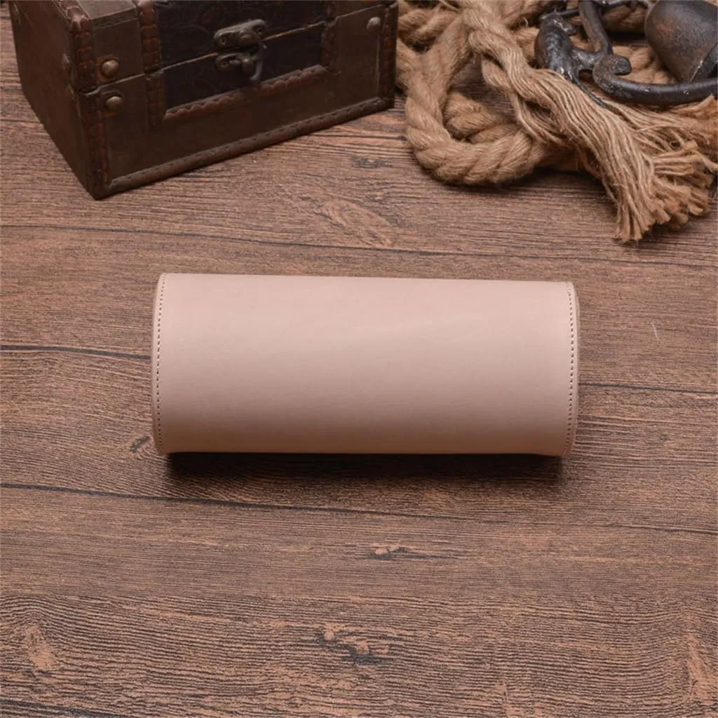 Leather Watch Case With Three Round Buckle Detachable Portable Watch Storage Box