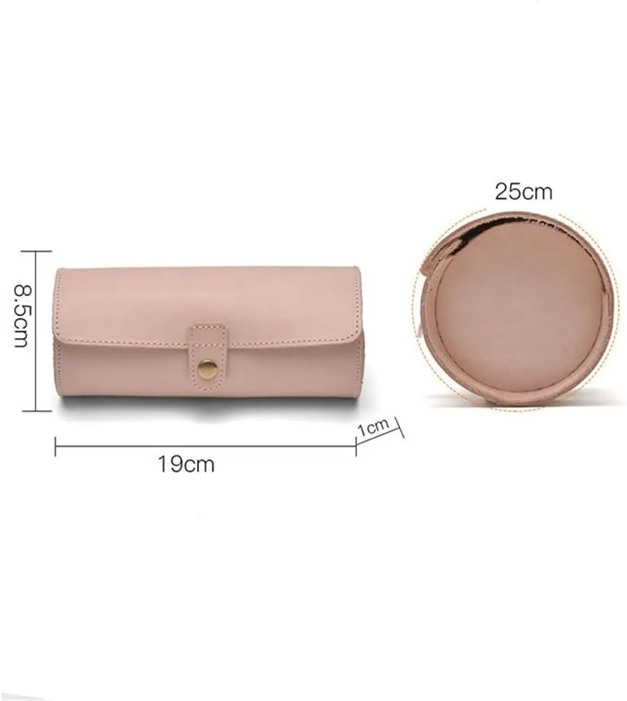 Leather Watch Case With Three Round Buckle Detachable Portable Watch Storage Box