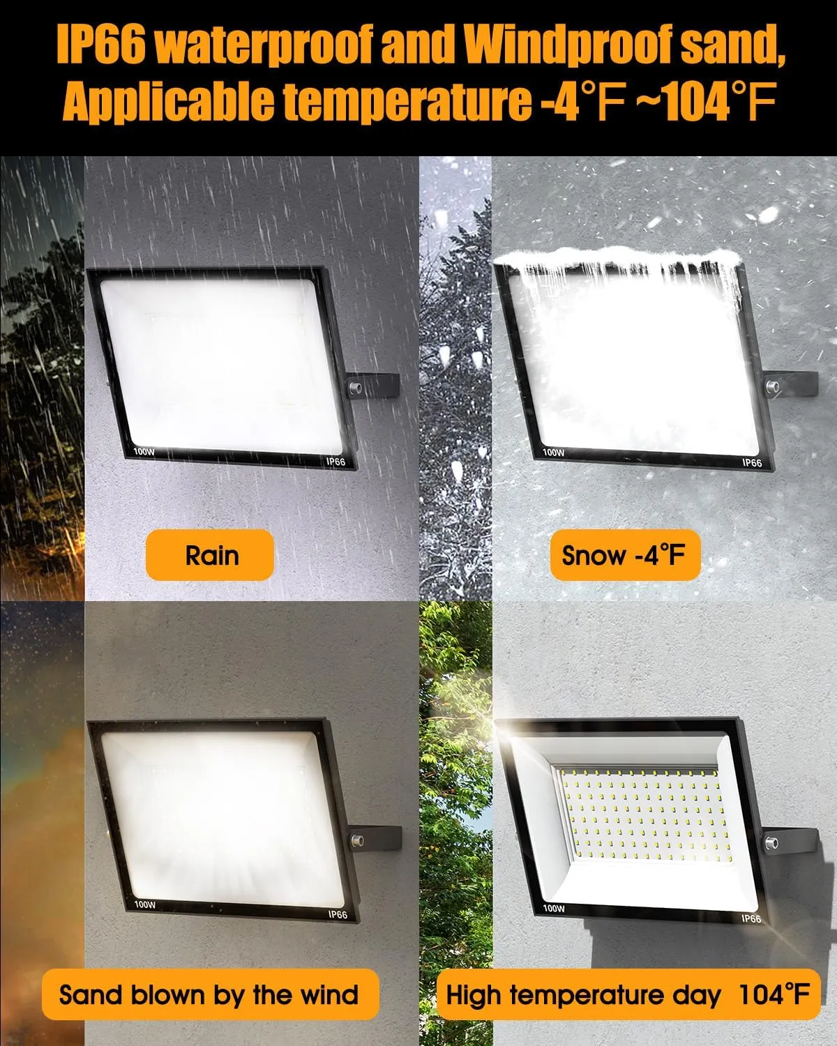 LED Flood Light Outdoor for Yard Work,100W 10000lm Super Bright LED Work Light with US Plug,6500K Daylight White Floodlight,IP66 Waterproof Security Floodlights for Garage Gardens Stadium Pats-2 Pack