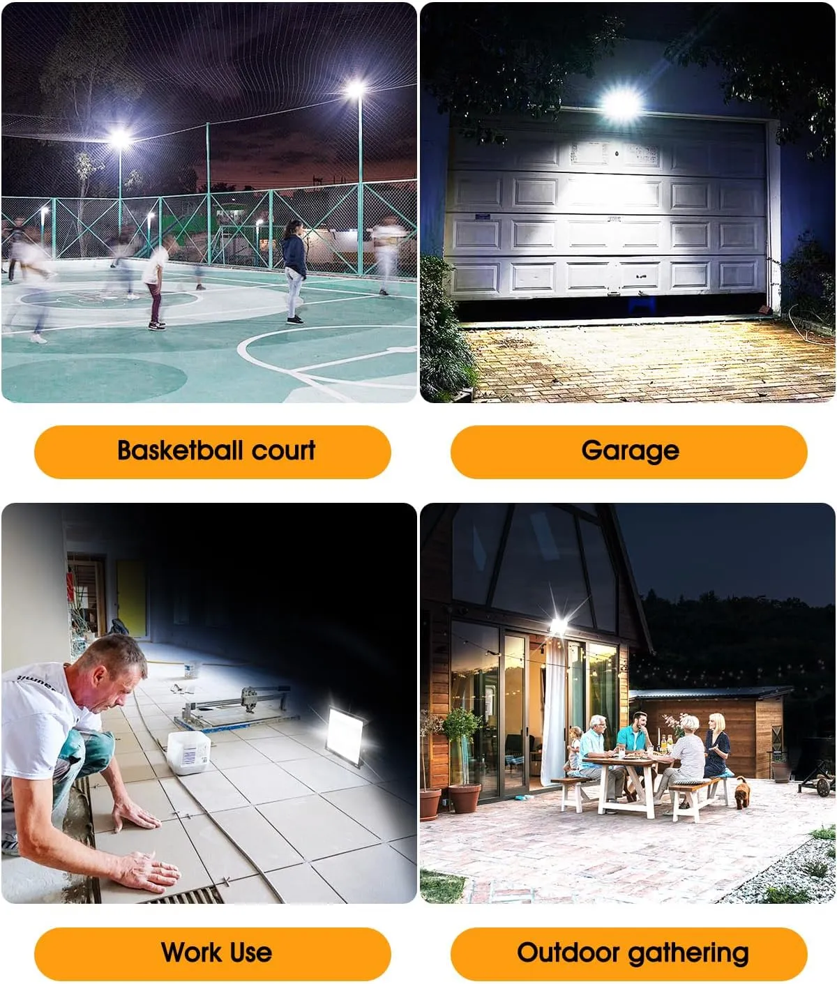 LED Flood Light Outdoor for Yard Work,100W 10000lm Super Bright LED Work Light with US Plug,6500K Daylight White Floodlight,IP66 Waterproof Security Floodlights for Garage Gardens Stadium Pats-2 Pack