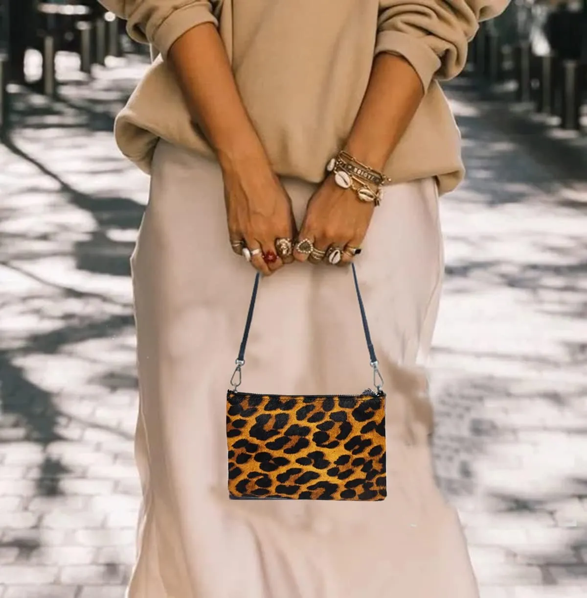 Leopard Purse for Women,Calf hair-on Cow Leather Luxury Fur Cheetah Bag Wild Animal Printing Initial Name Customizable