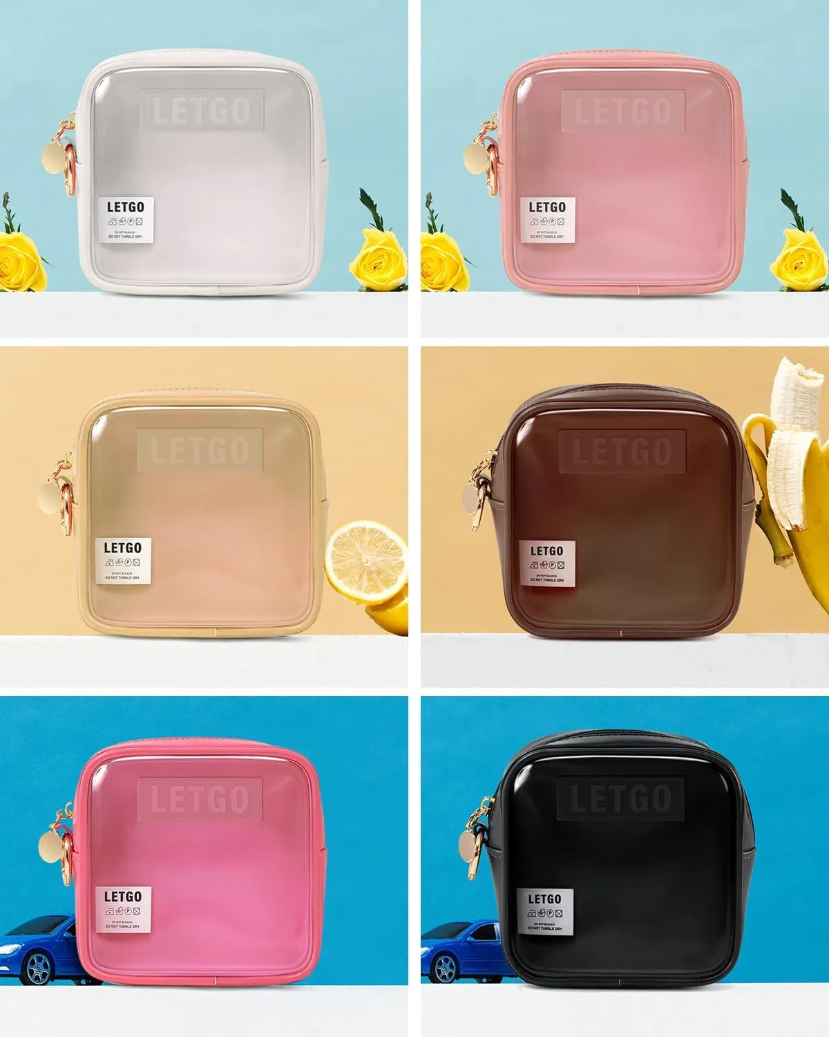 LETGO Small Makeup Bags for Purse-Mini Makeup Bag,Travel Size Toiletries Clear Cosmetic Bags Mini Travel Essentials Car Accessories for Women Men (Mini Black)