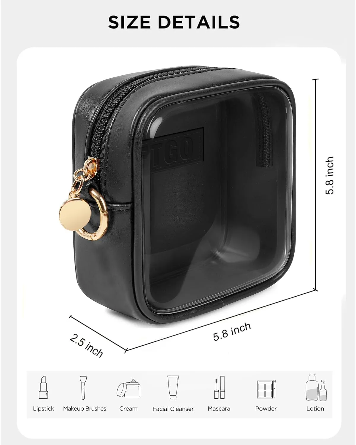 LETGO Small Makeup Bags for Purse-Mini Makeup Bag,Travel Size Toiletries Clear Cosmetic Bags Mini Travel Essentials Car Accessories for Women Men (Mini Black)