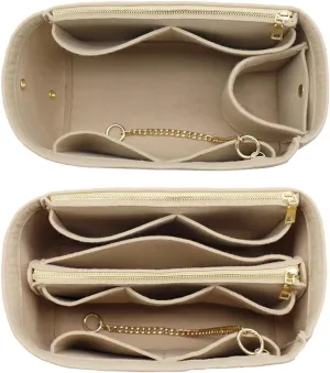 LEXSION 3 in 1 Felt Purse Organizer Insert Bag in Bag with a Bottle Holder Shaper 8026 Beige M