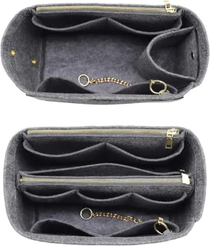 LEXSION 3 in 1 Felt Purse Organizer Insert Bag in Bag with a Bottle Holder Shaper 8026 Grey M