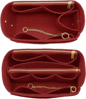 LEXSION 3 in 1 Felt Purse Organizer Insert Bag in Bag with a Bottle Holder Shaper 8026 Vine Red M