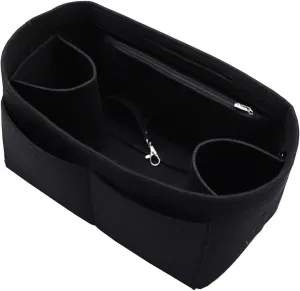 LEXSION Felt Purse Organizer Insert Zipper Pocket with Two Removeable Bottle Holder