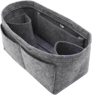 LEXSION Felt Purse Organizer Insert Zipper Pocket with Two Removeable Bottle Holder