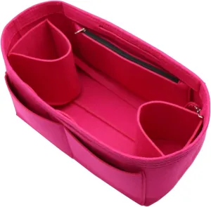 LEXSION Felt Purse Organizer Insert Zipper Pocket with Two Removeable Bottle Holder